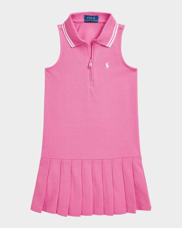 Girl's Pony Embroidered Pleated Tennis Dress, Size 2-